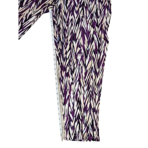 Chico's Travelers Purple & Beige Slinky Abstract Pull On Pants Size 3R 16/18 - Picture 5 of 9
